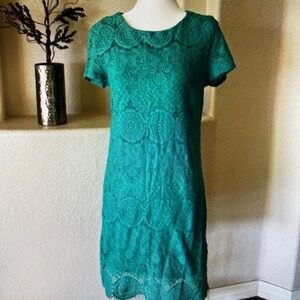 Laundry By Shelli Segal Forest Green Lace Mini Dress. Size 4.
